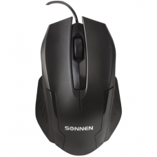 Мышь проводная SONNEN М-713, USB, 1000 dpi, 2 кнопки + колесо-кнопка, оптическая, черная